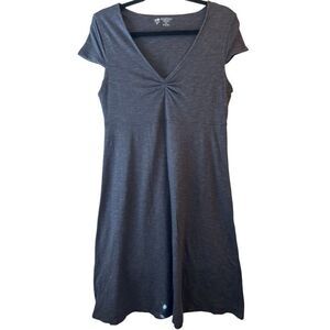 Horny Toad Knee length stretchy dress sz L gray organic cotton blend Sustainable